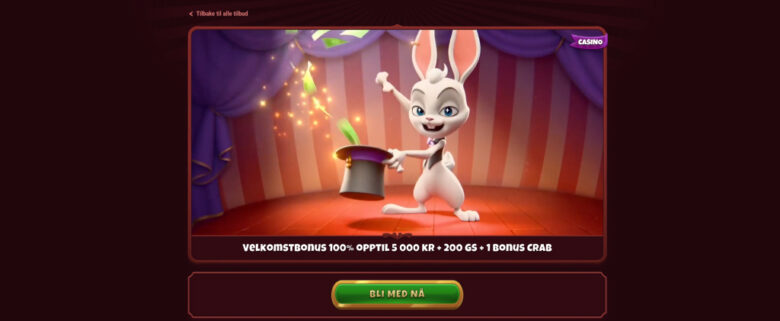 Magius Casino - Lås opp 5000 KR + 200 GS + 1 Bonus CRAB i dag