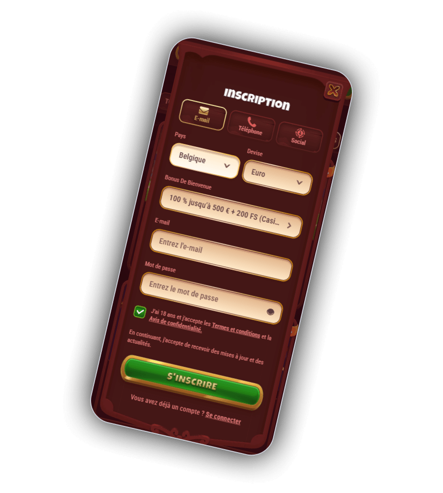 Inscription au casino Magius