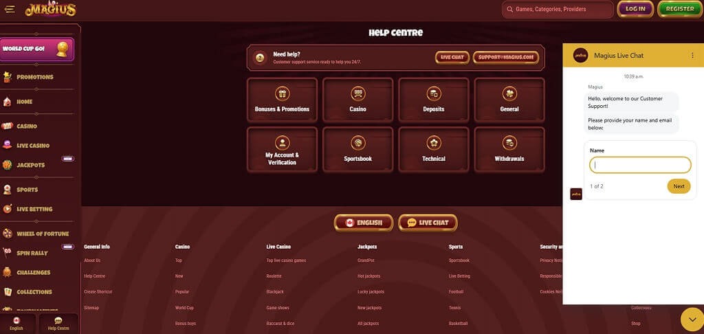 Magius Casino Conact Us