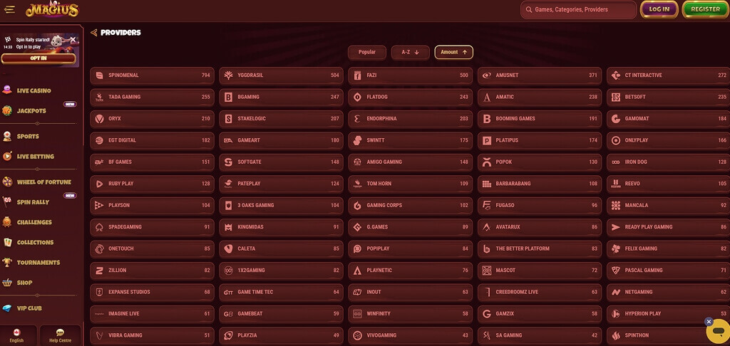 Magius Casino Game Providers