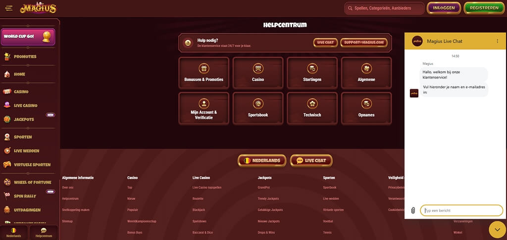 Magius Casino Neem contact met ons op